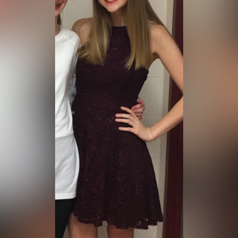 Sparkly High Neck Purple Dress